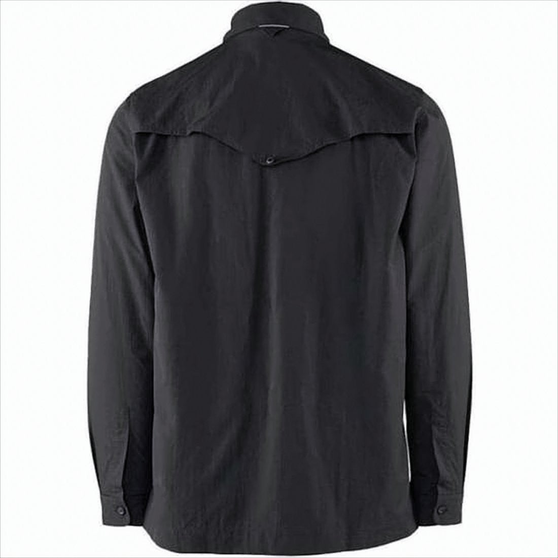 Black Long-Sleeve Button-Down Shirt With Yoke Detail