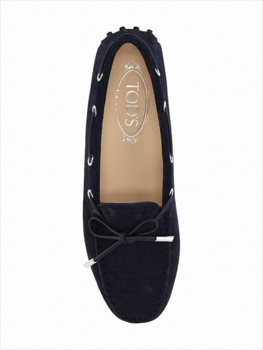 Moccasin-Inspired Suede Loafers with Bow Detail