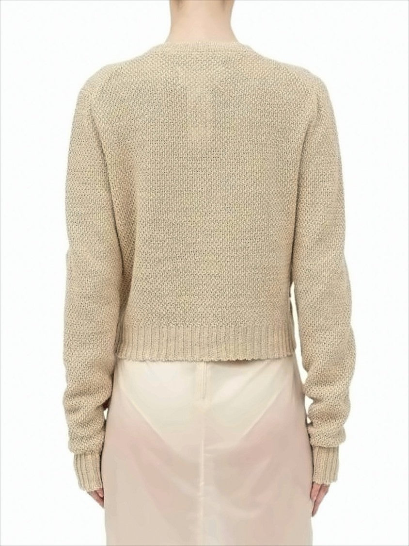 Cropped Textured Knit Cardigan