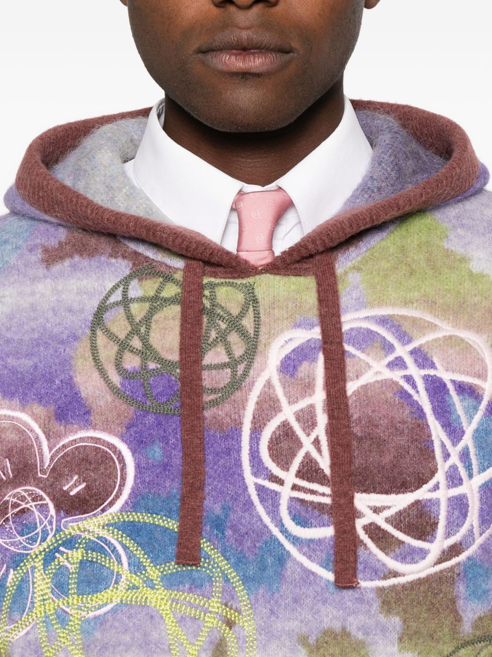 Multicolor Abstract Floral and Geometric Pattern Hoodie