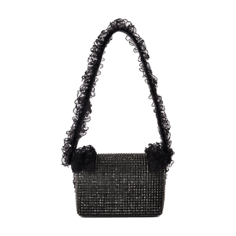 Crystal Lace Detail Bag - Synthetic - Black