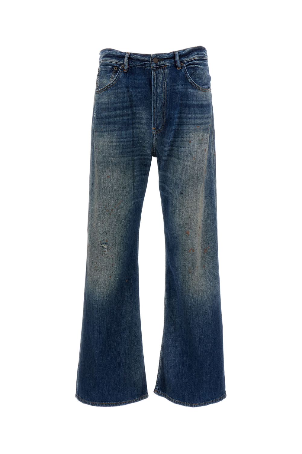 Straight-Leg Blue Denim Jeans With Classic Five-Pocket Design
