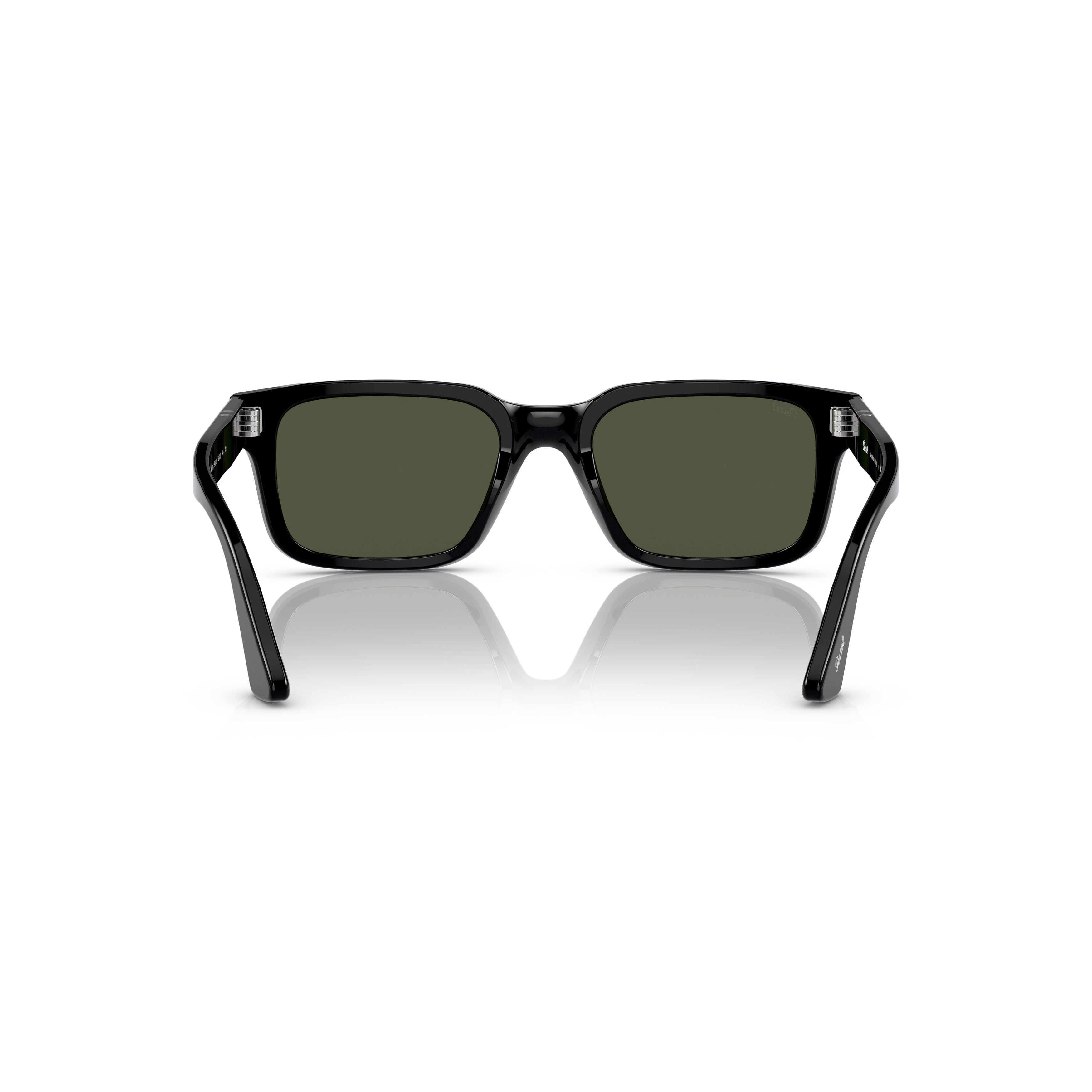 0po3272s Glossy Black Acetate Sunglasses with Green Lenses