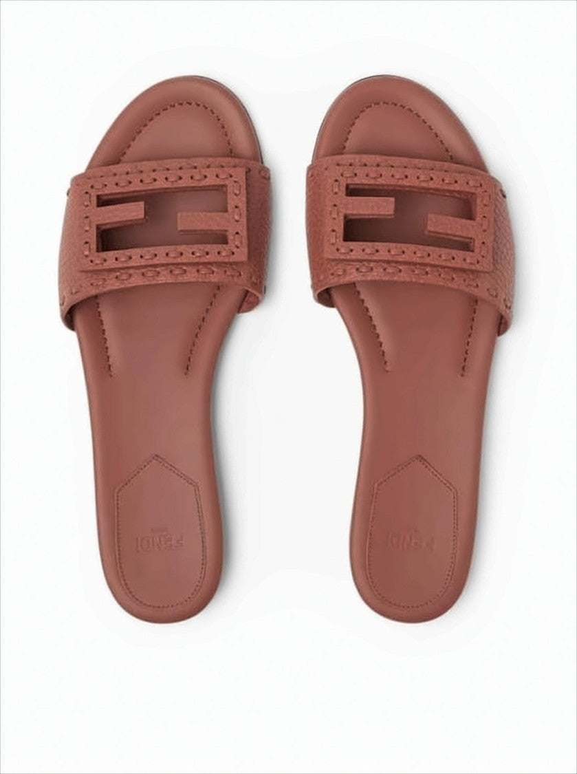 Cut-Out Geometric Design Calf Leather Sandals