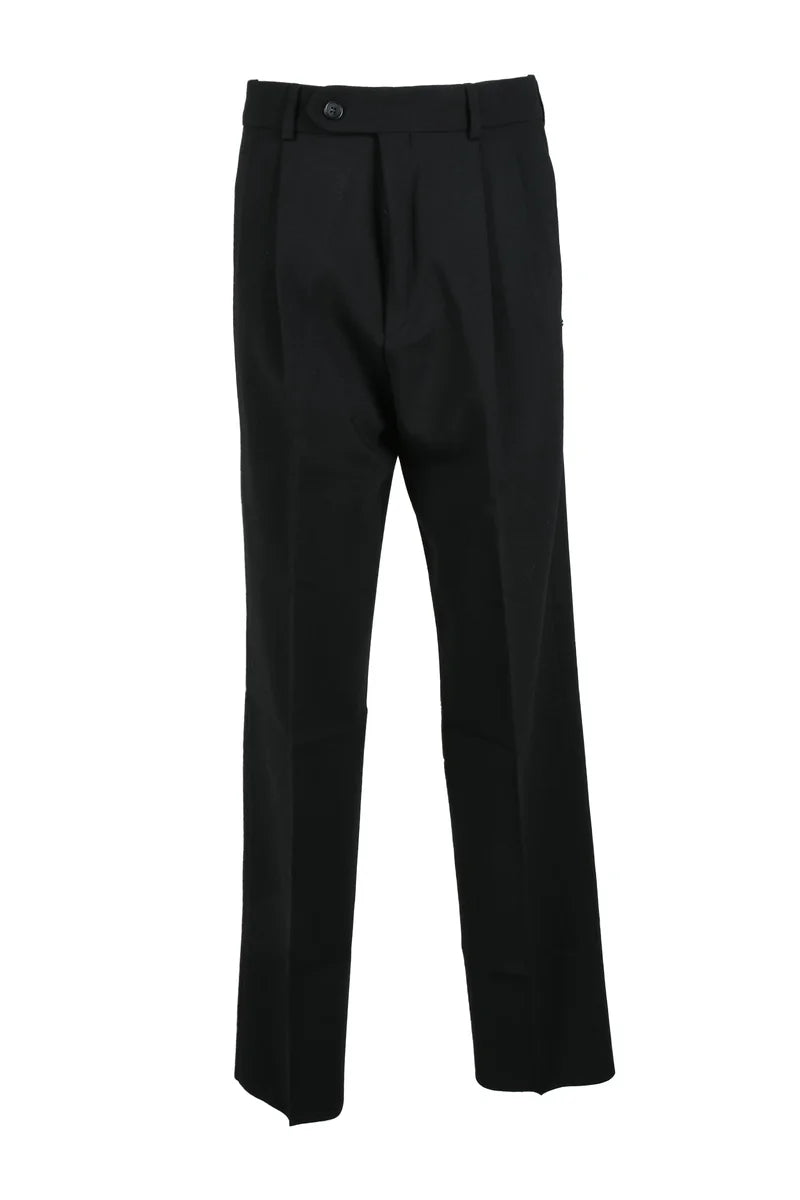 Virgin Wool Stretch Trousers - Black