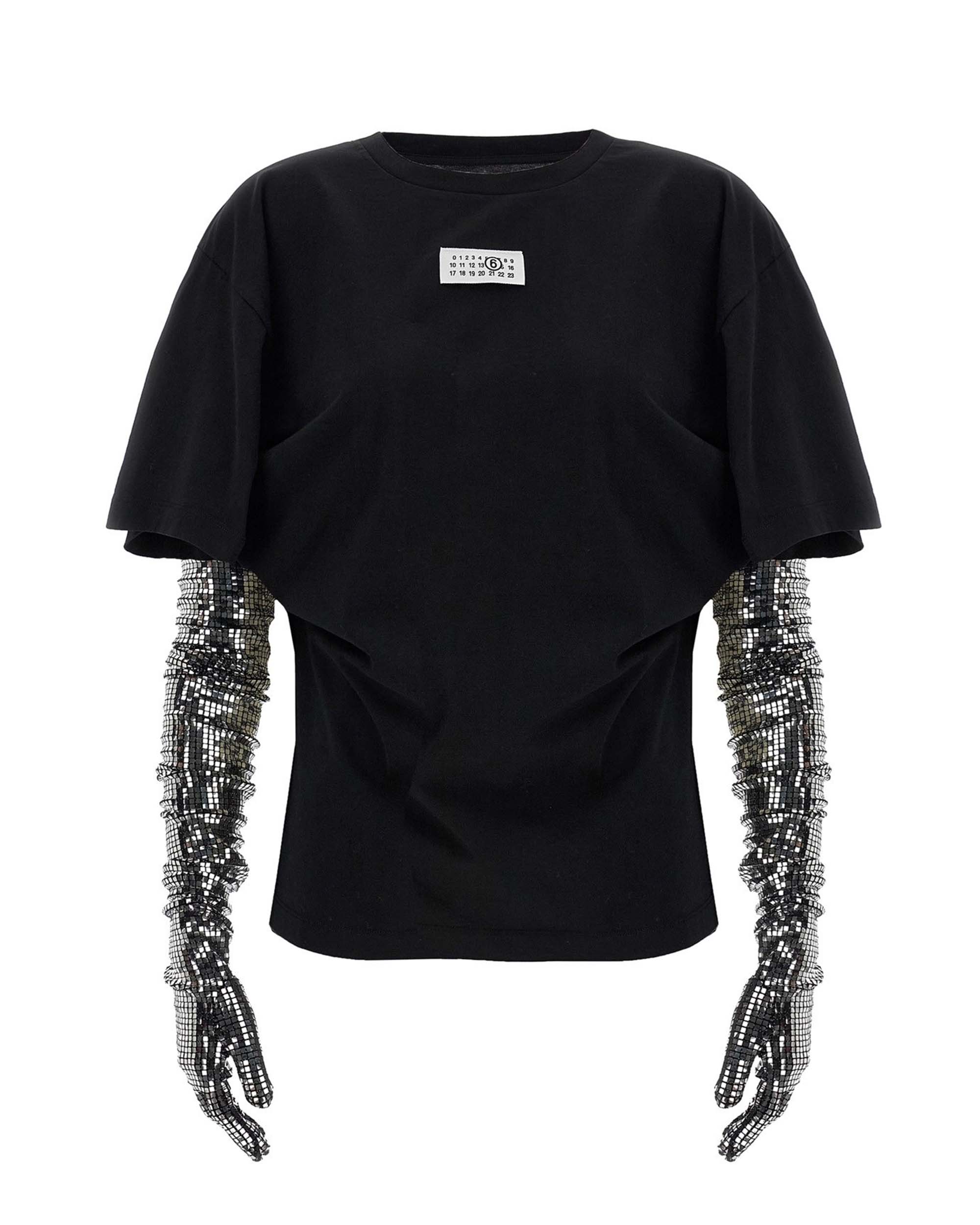 Short-Sleeve Black T-Shirt with Disco-Style Gloves