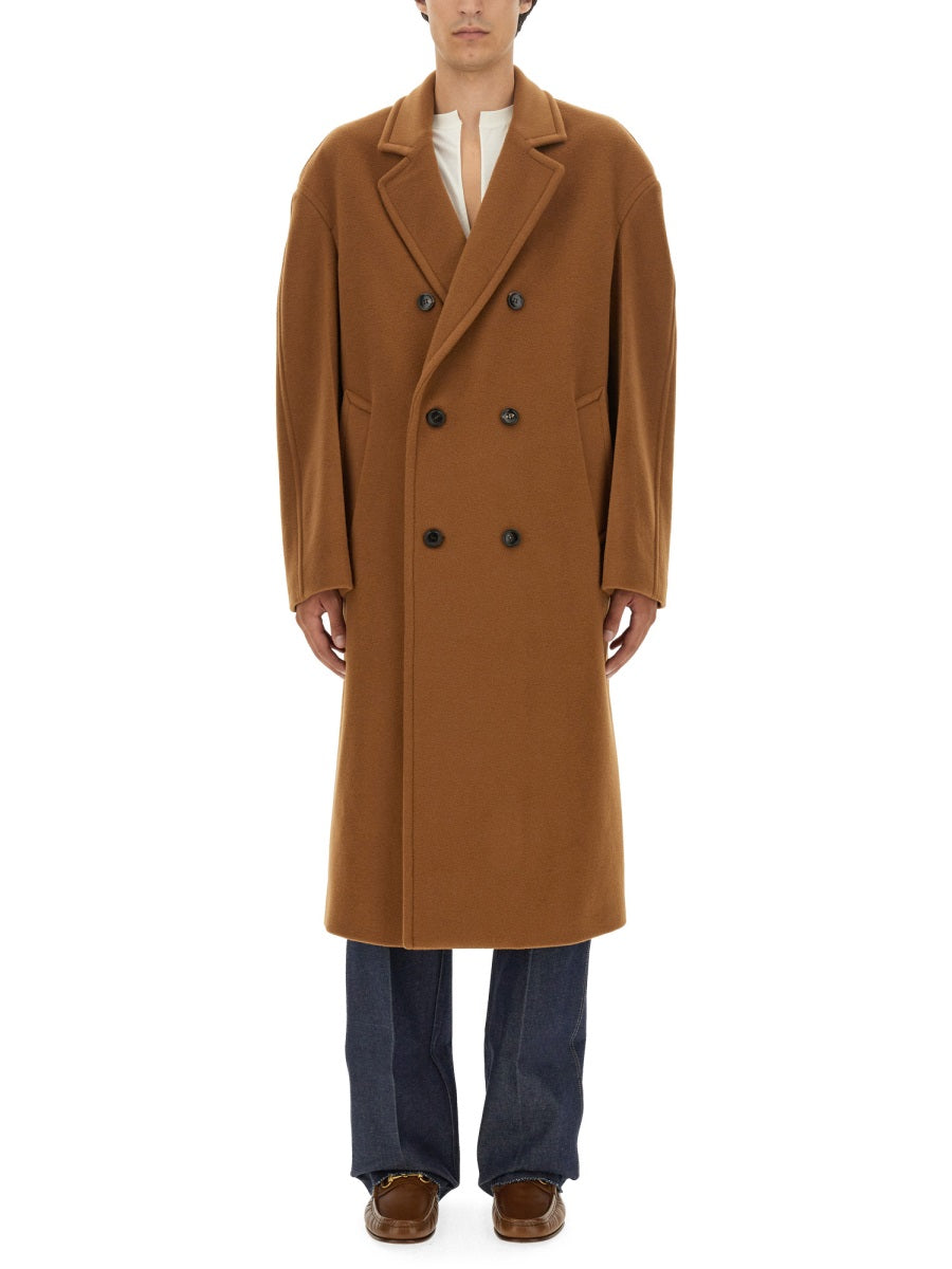 Double-Breasted Wool Coat with Tailored Silhouette
