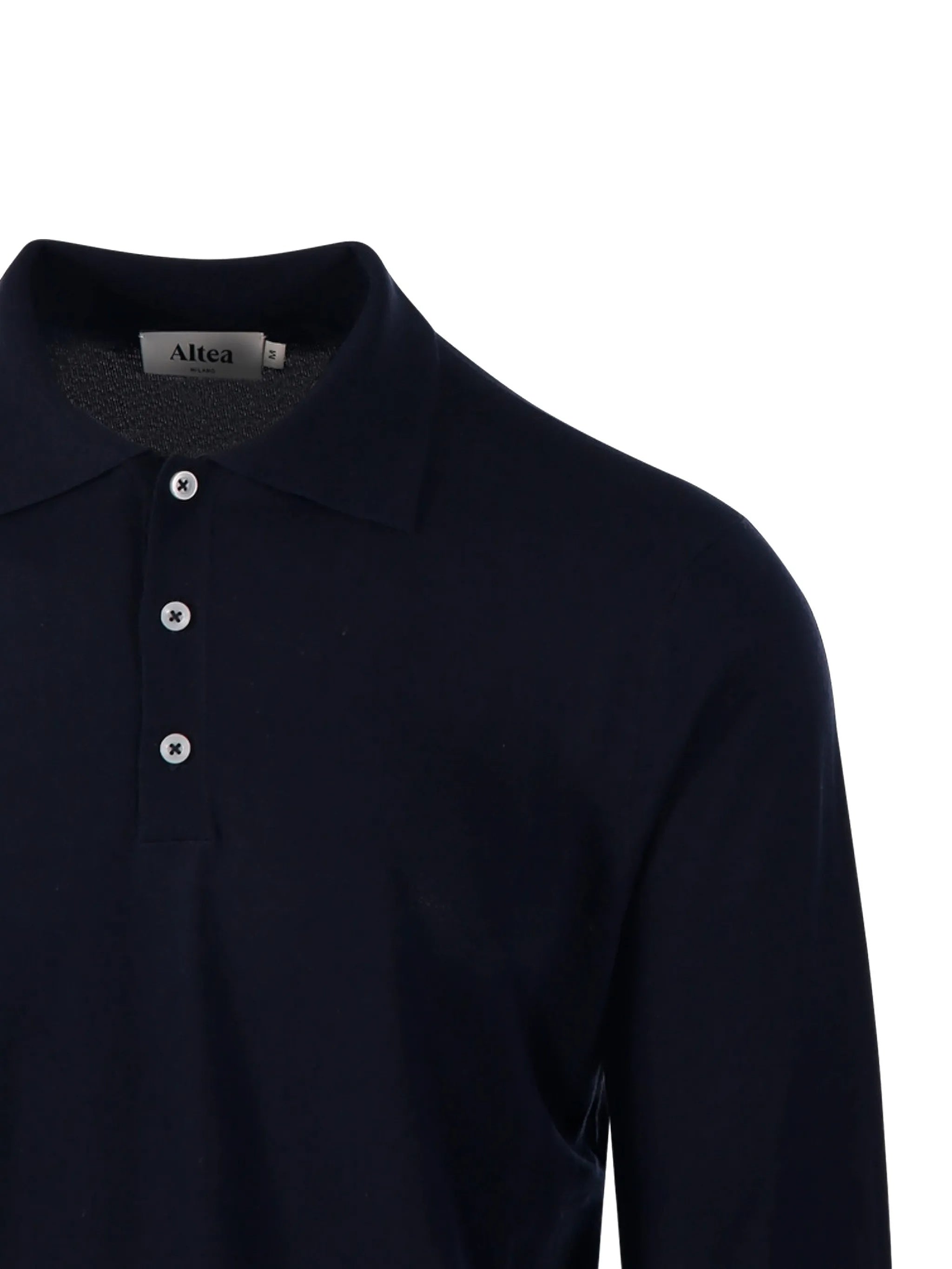 Black Polo Long-Sleeve Tailored Cotton Polo