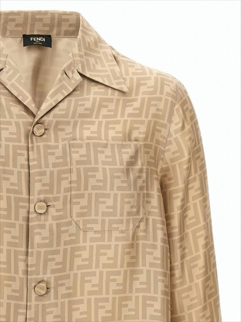 Tonal Geometric Pattern Silk Shirt