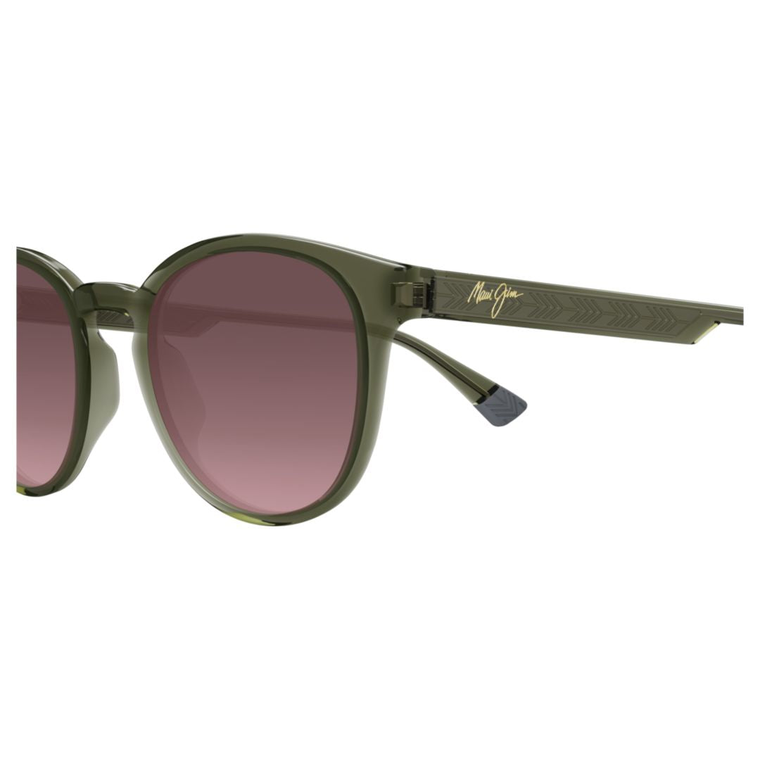 Hiehie Translucent Olive Green Sunglasses with Gradient Purple Lenses