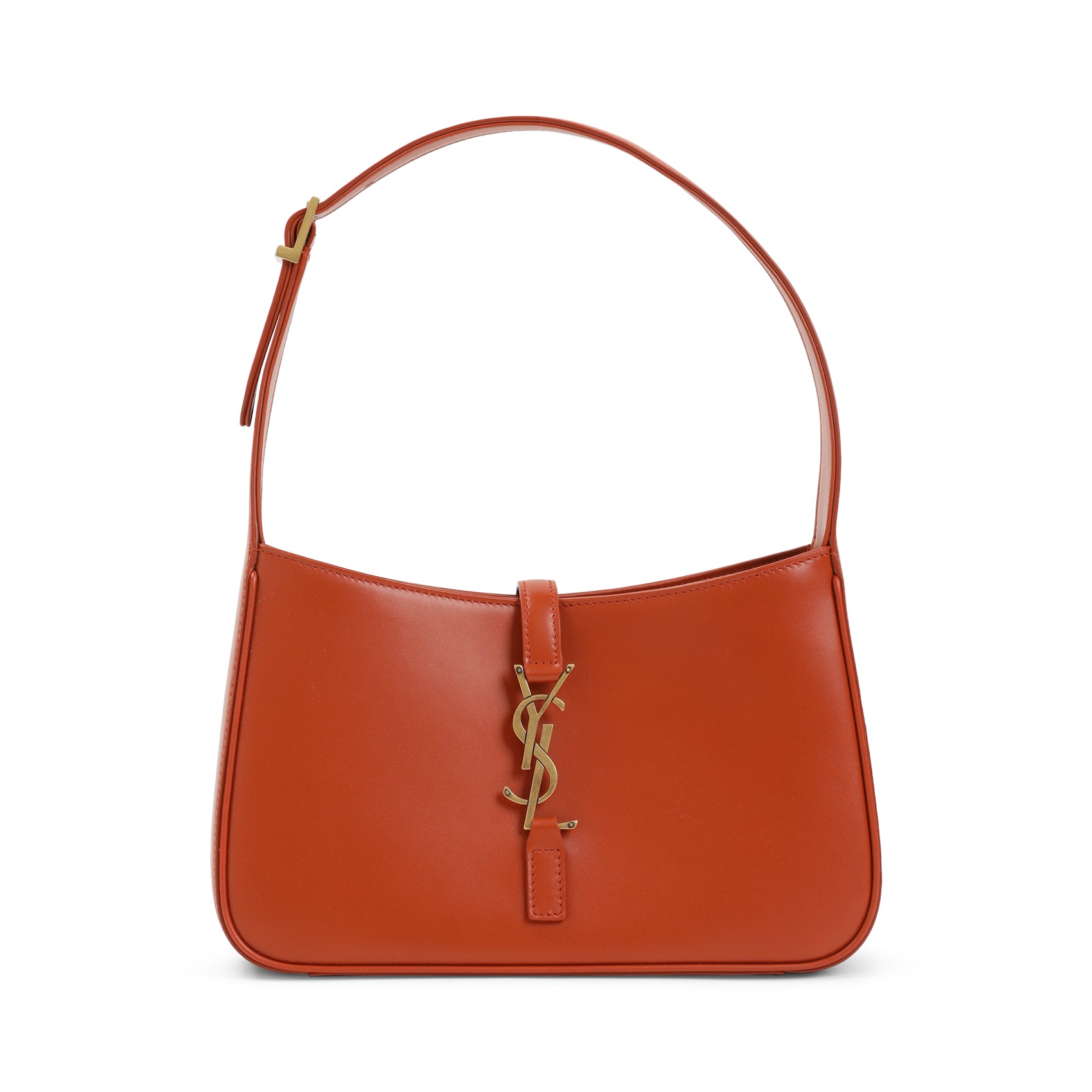Mandarin Leather Hobo Bag with Golden Hardware