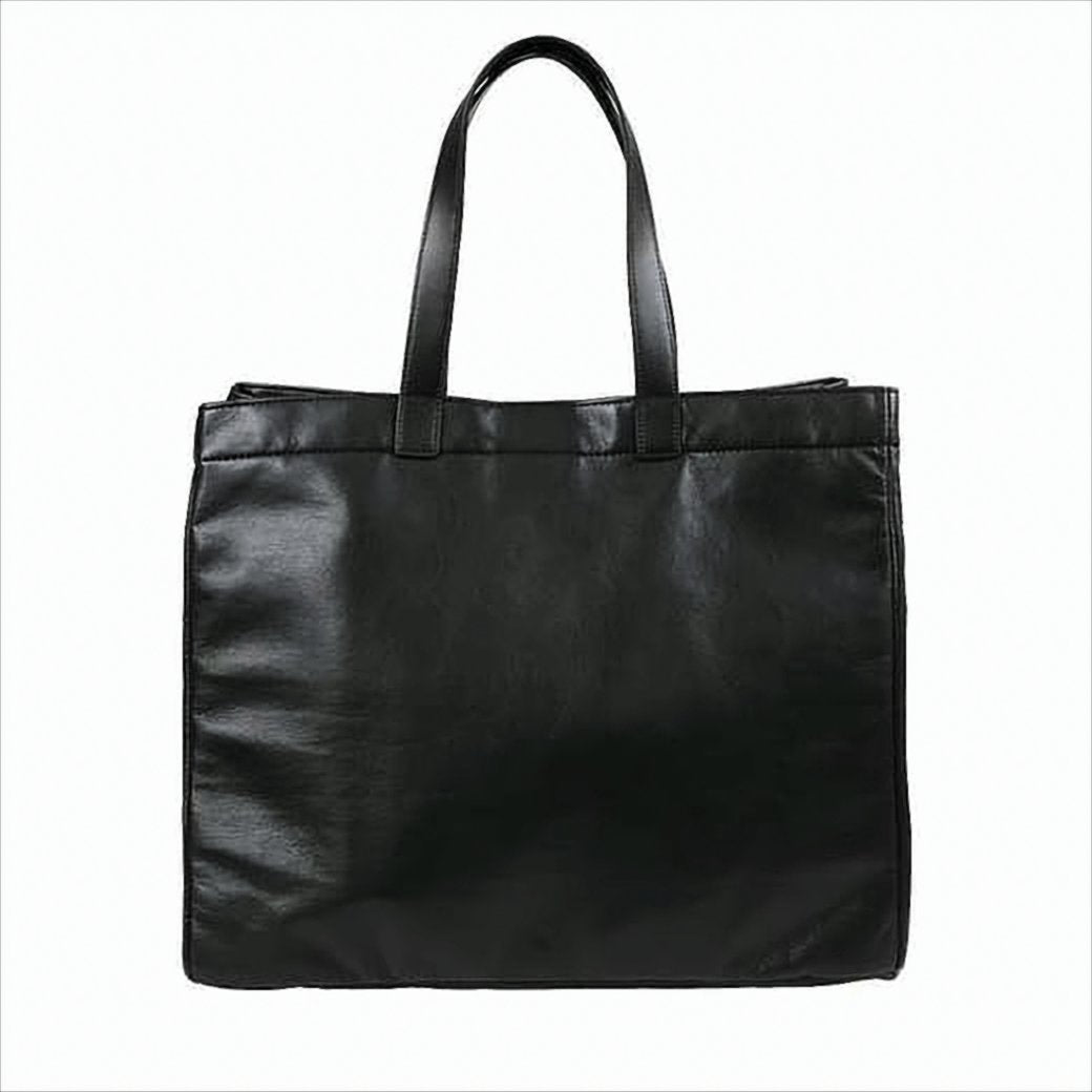 Structured Black Tote Bag in Recycled Leather