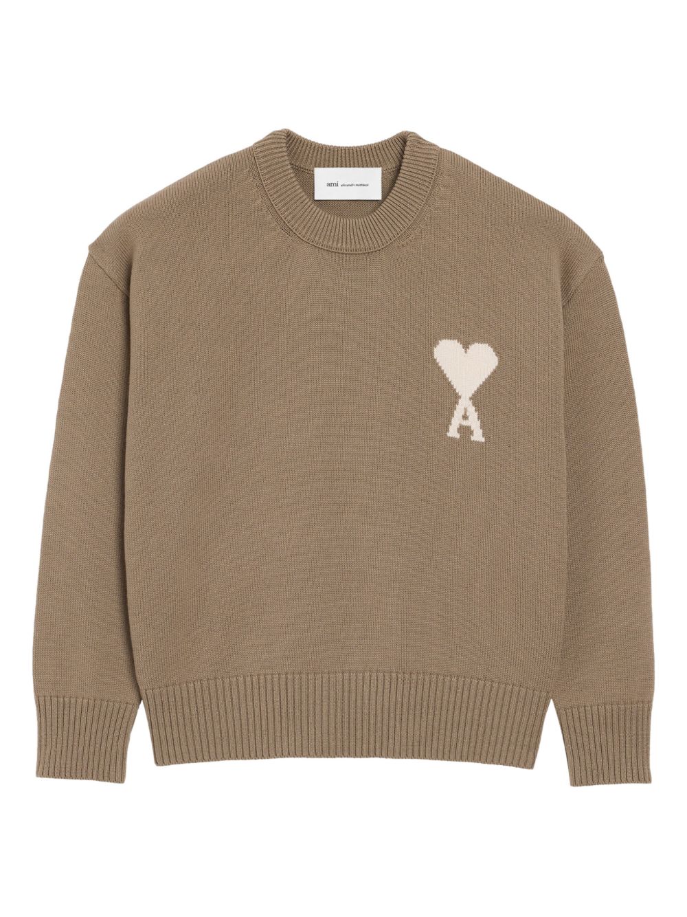 Taupe Beige Intarsia Knit Sweater