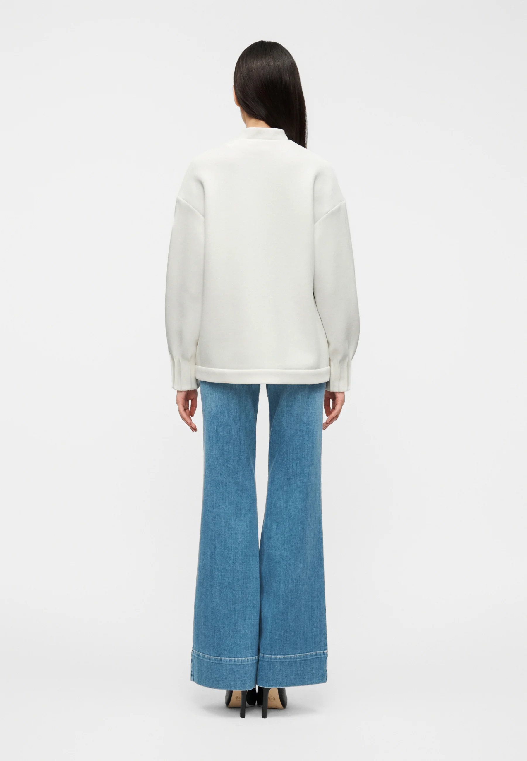 White Cotton Blend Sweatshirt