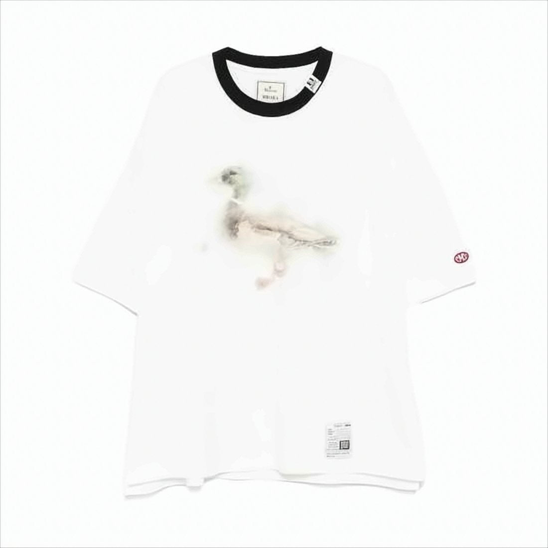 Relaxed Fit White T-Shirt with Blurred Duck Graphic