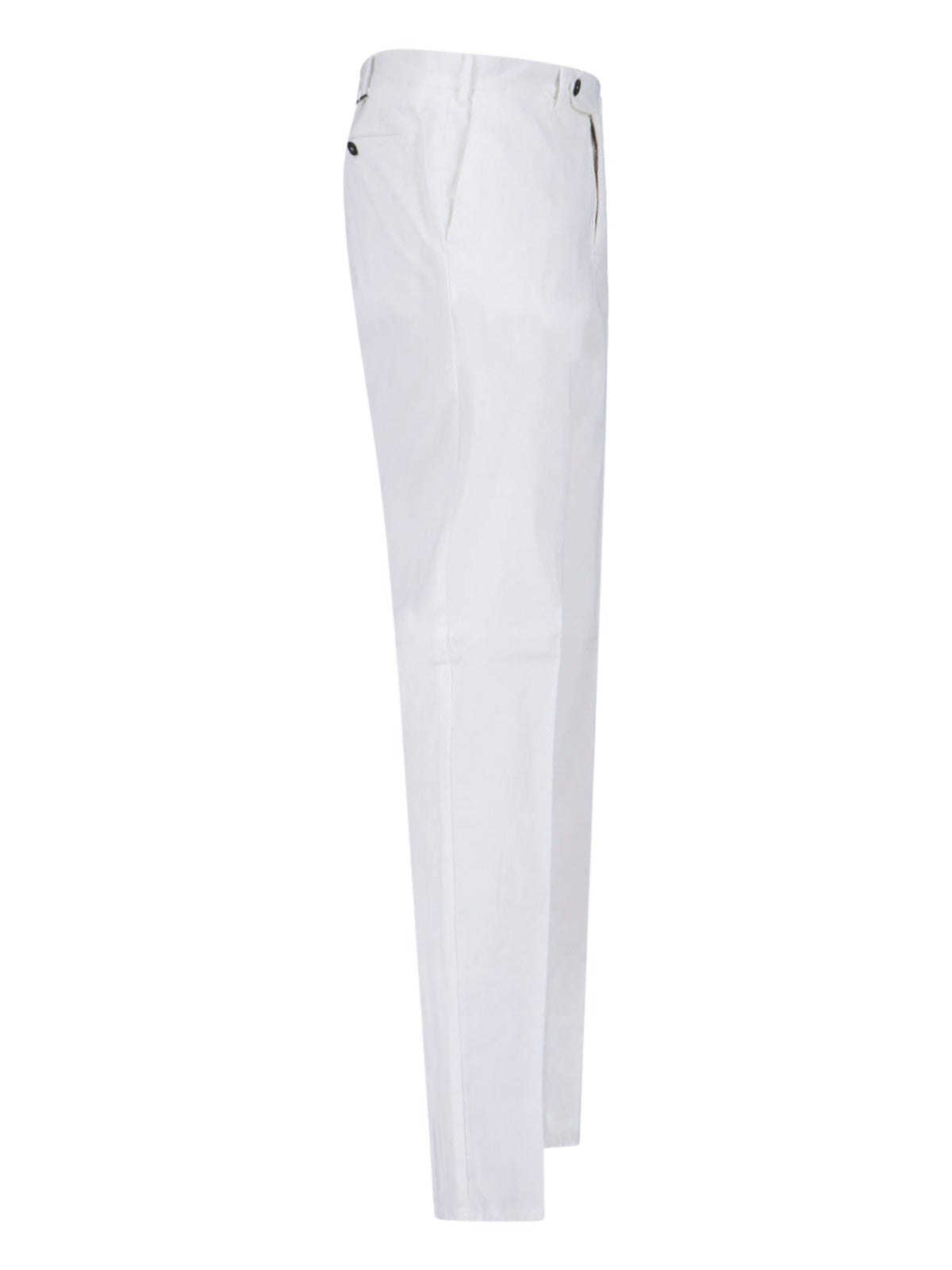 Lyocell/Cotton Straight Trousers – White