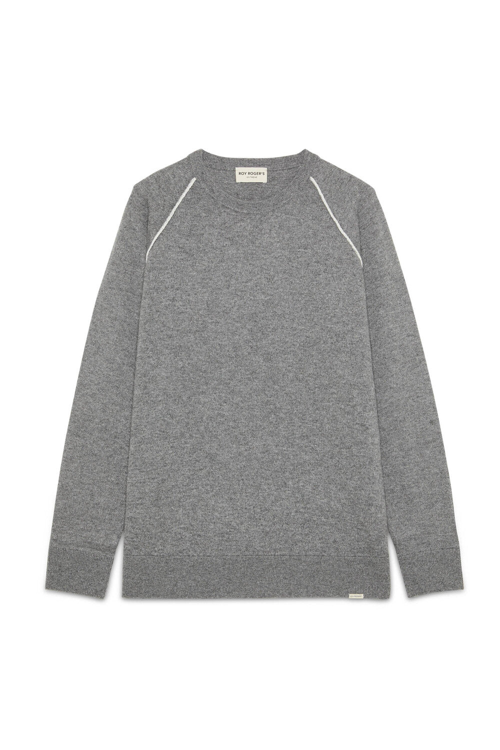 Grey Cashmere Blend Sweater with Piping Detail