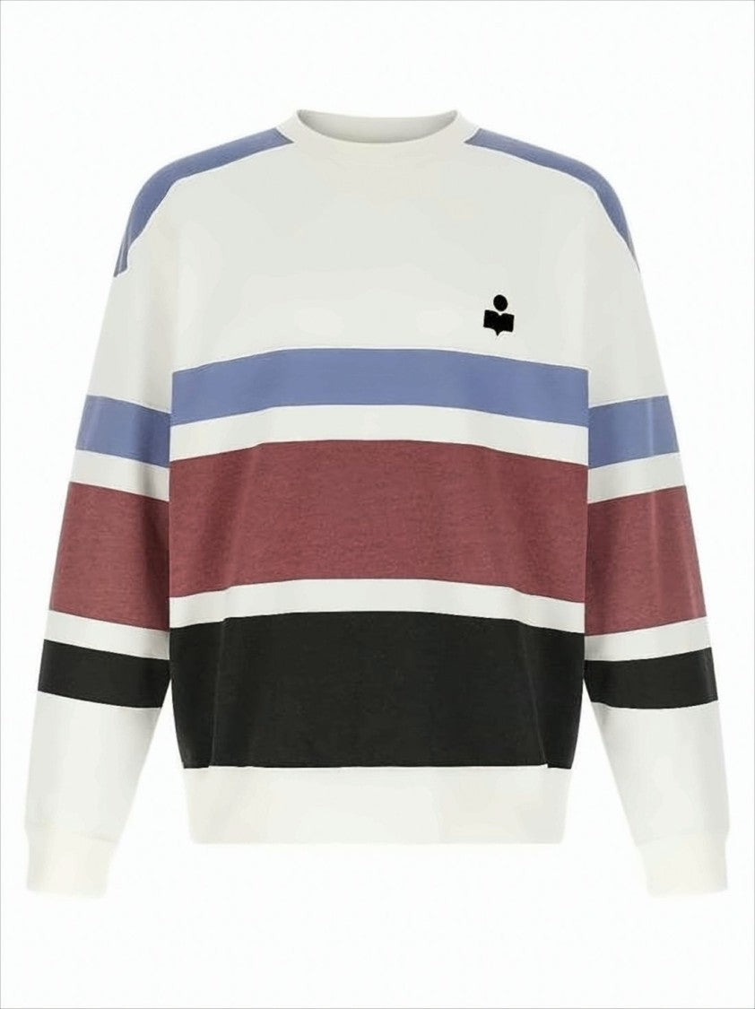 Horizontal Color-Block Long-Sleeve Sweatshirt with Ribbed Details
