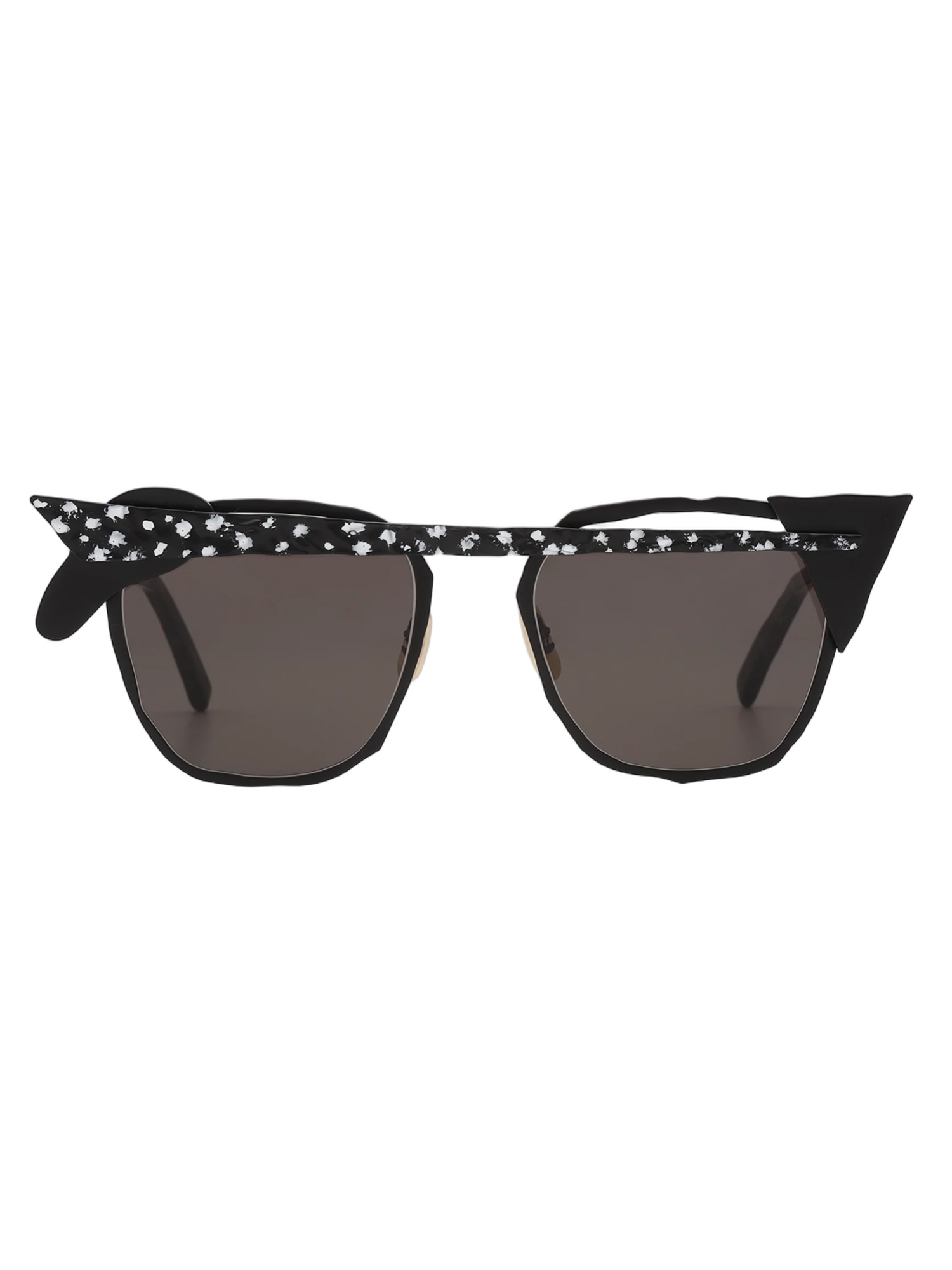 Geometric Titanium Sunglasses with Bow Detail