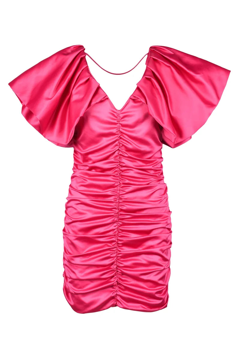 Fuchsia Mini Dress with Ruched Body