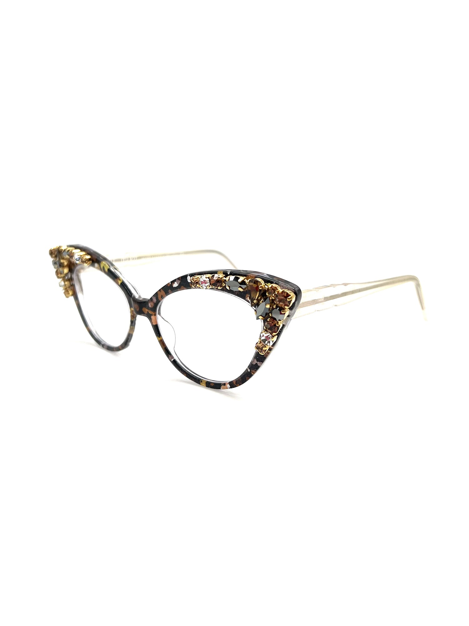 Cat-Eye Optical Frames with Bold Multi-Colored Pattern