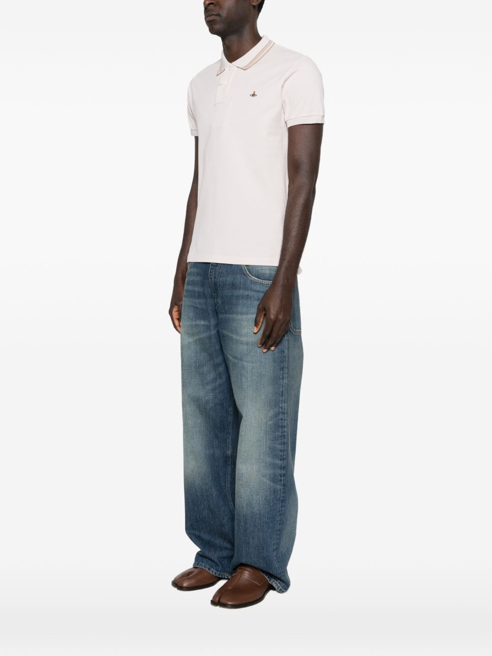 Short-Sleeved Polo Shirt With Dual Stripe Detail