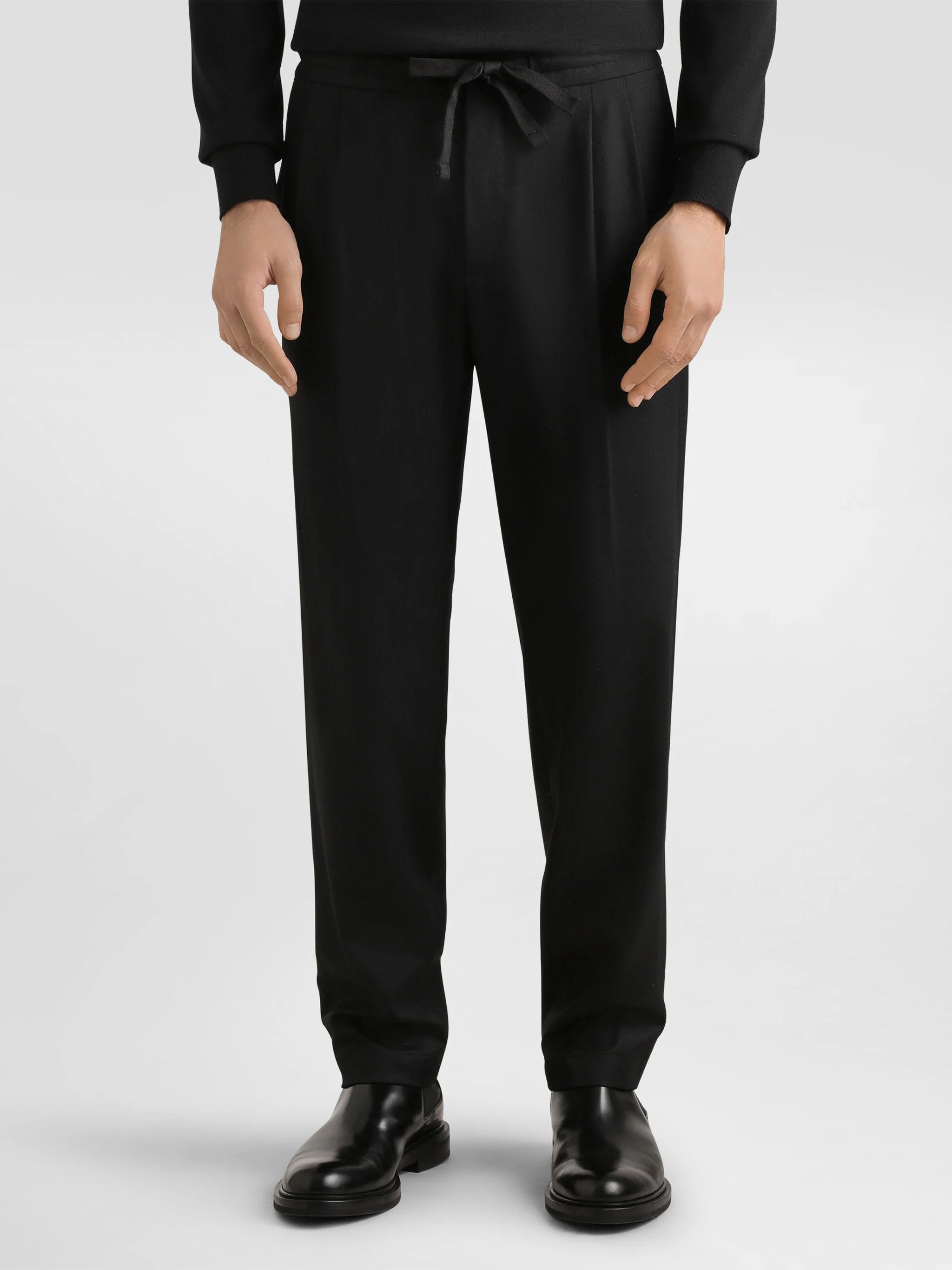 Relaxed Fit Tapered Pleated Front Trousers