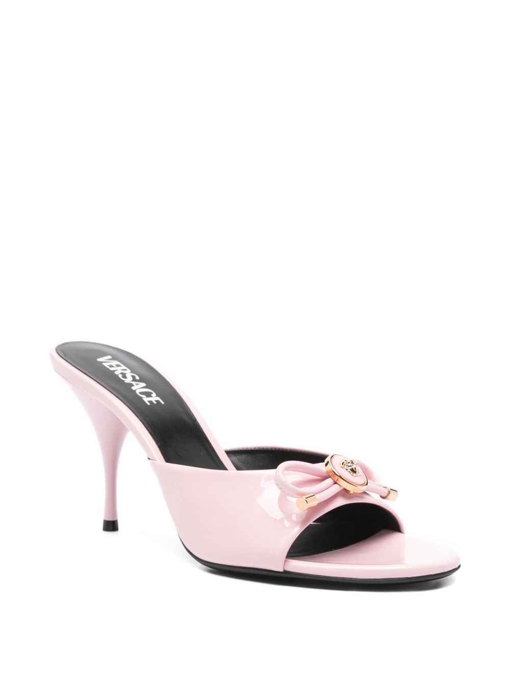 Glossy Finish Sandals With Delicate Bow