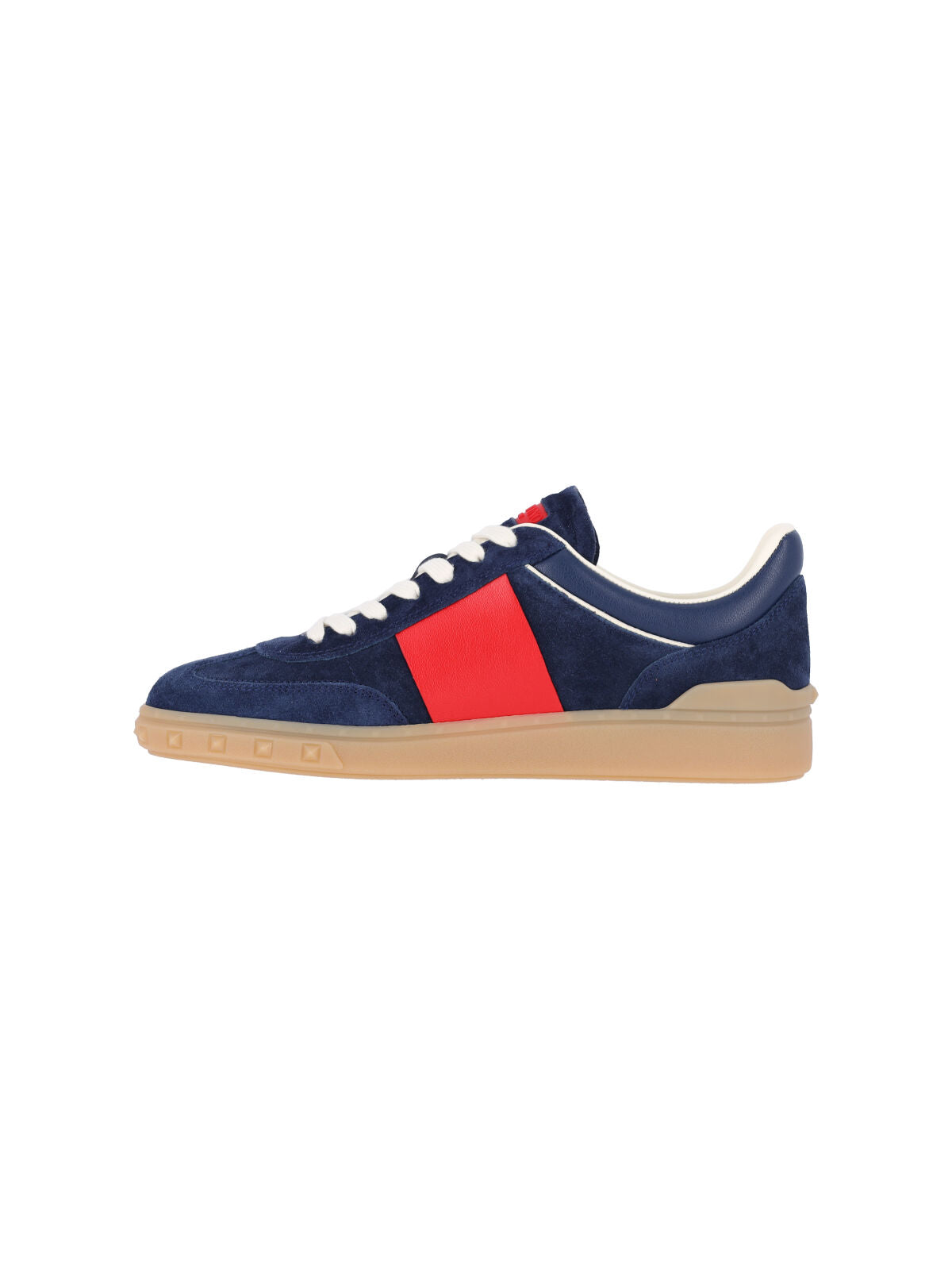 Navy Blue Red Panel Suede Sneakers