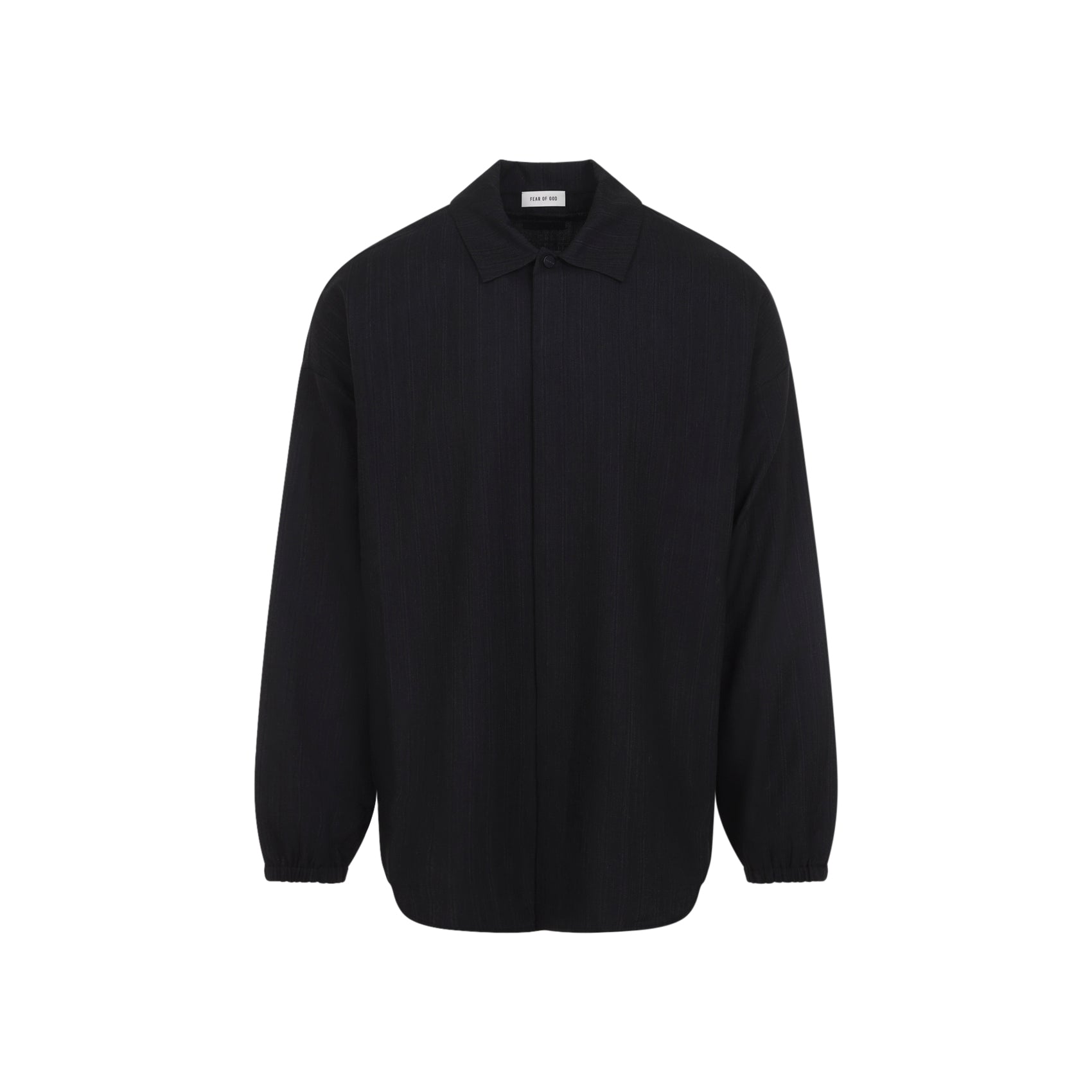Black Virgin Wool Shirt with Classic Collar