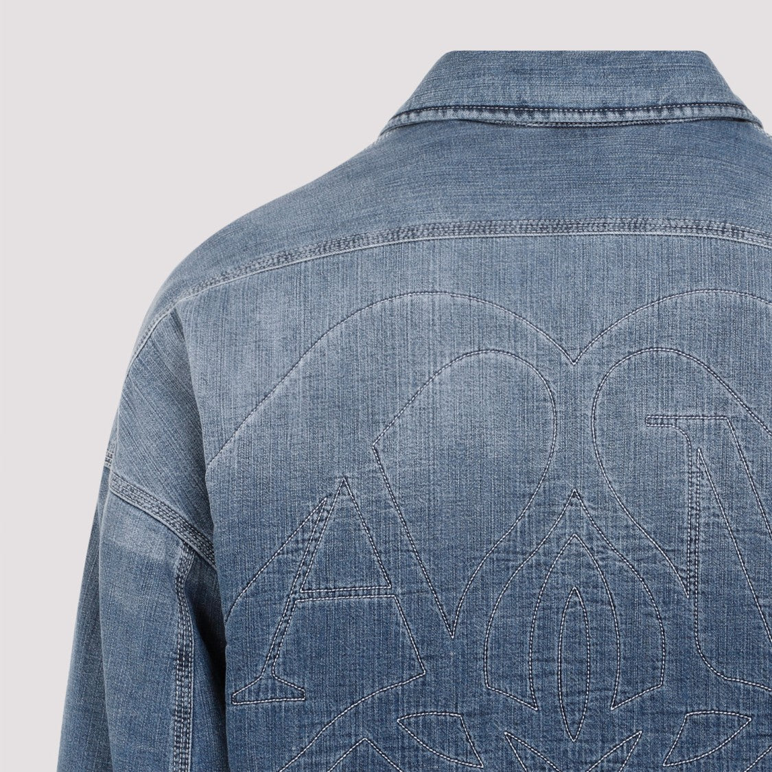 Quilted Washed Blue Denim Shirt