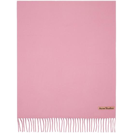 Pastel Pink Wool Scarf With Fringe Detail