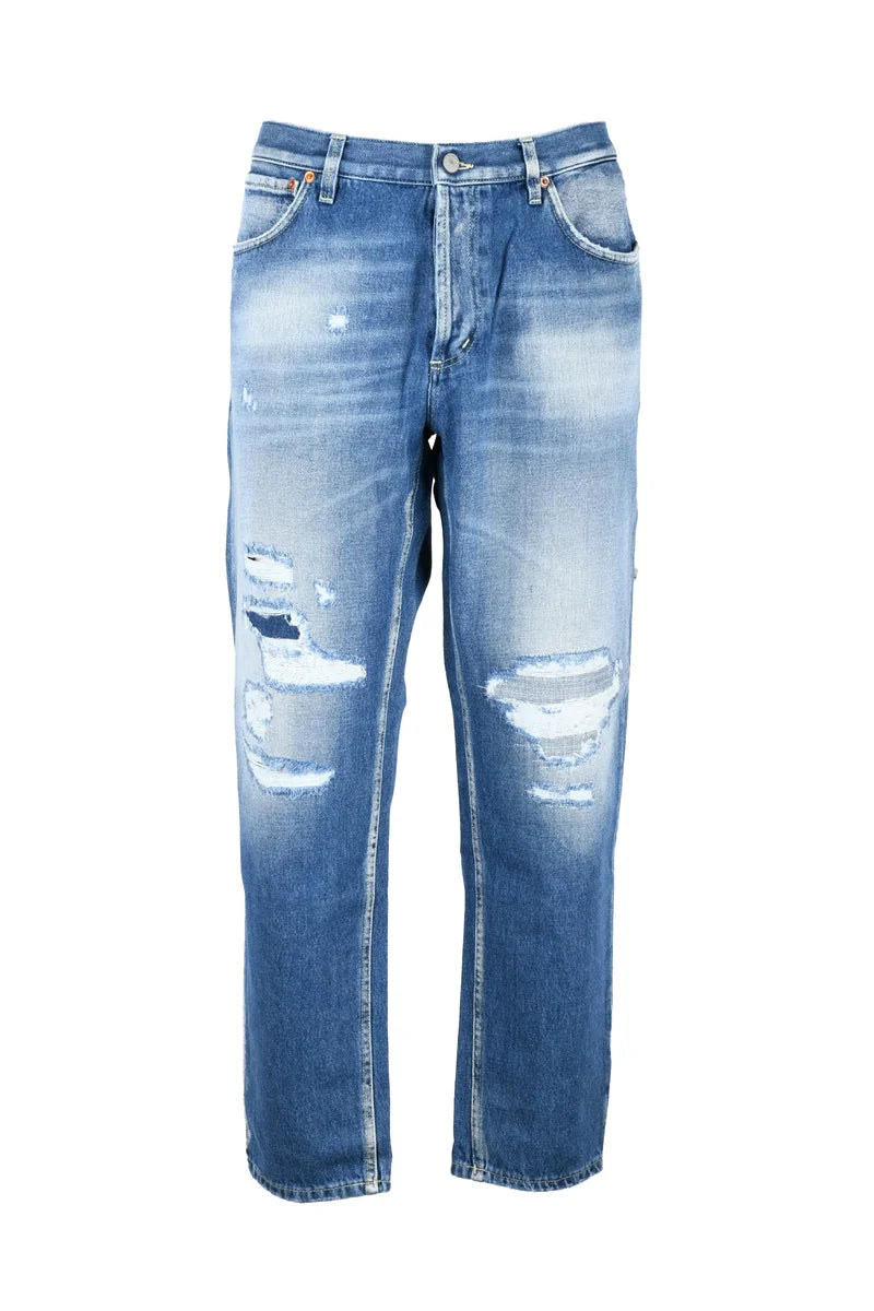 Medium Blue Distressed Denim Jeans