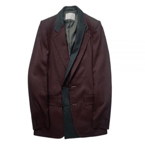 Tailored Burgundy Jacket with Contrasting Black Lapels