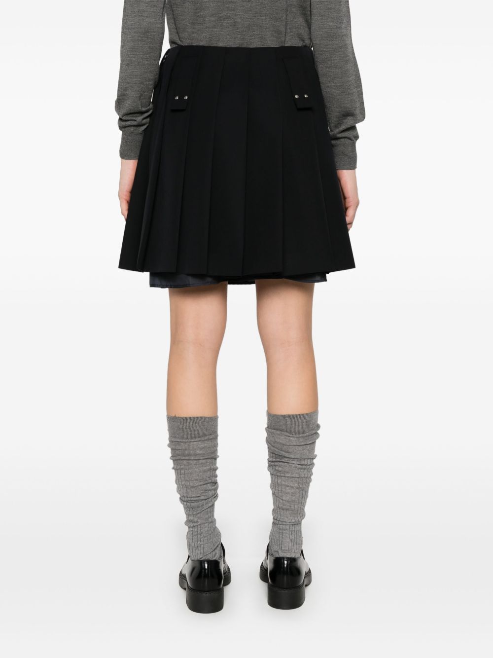 Midnight Blue Pleated Skirt With Removable Underskirt