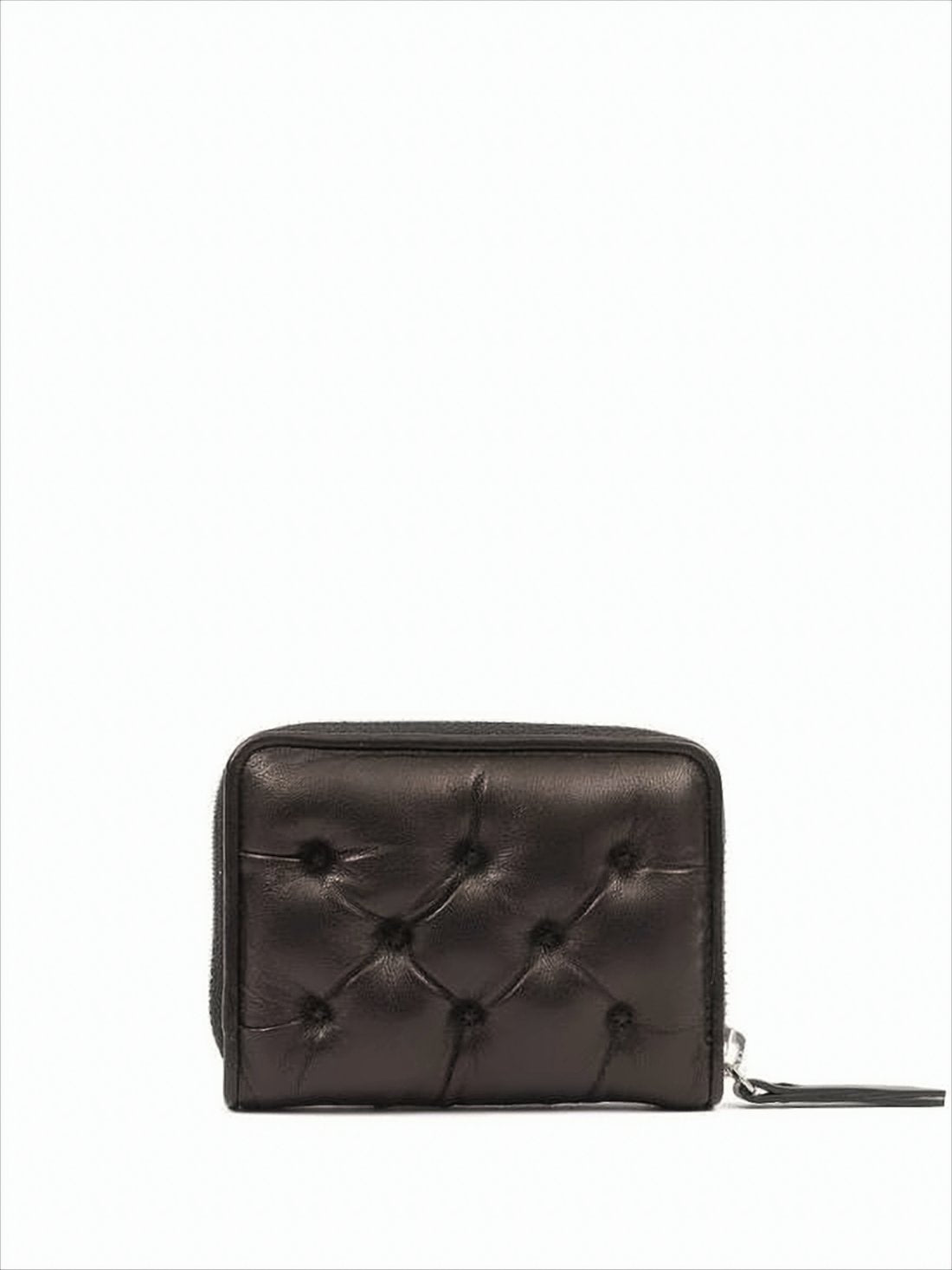 Tufted Lambskin Leather Wallet With Keyring