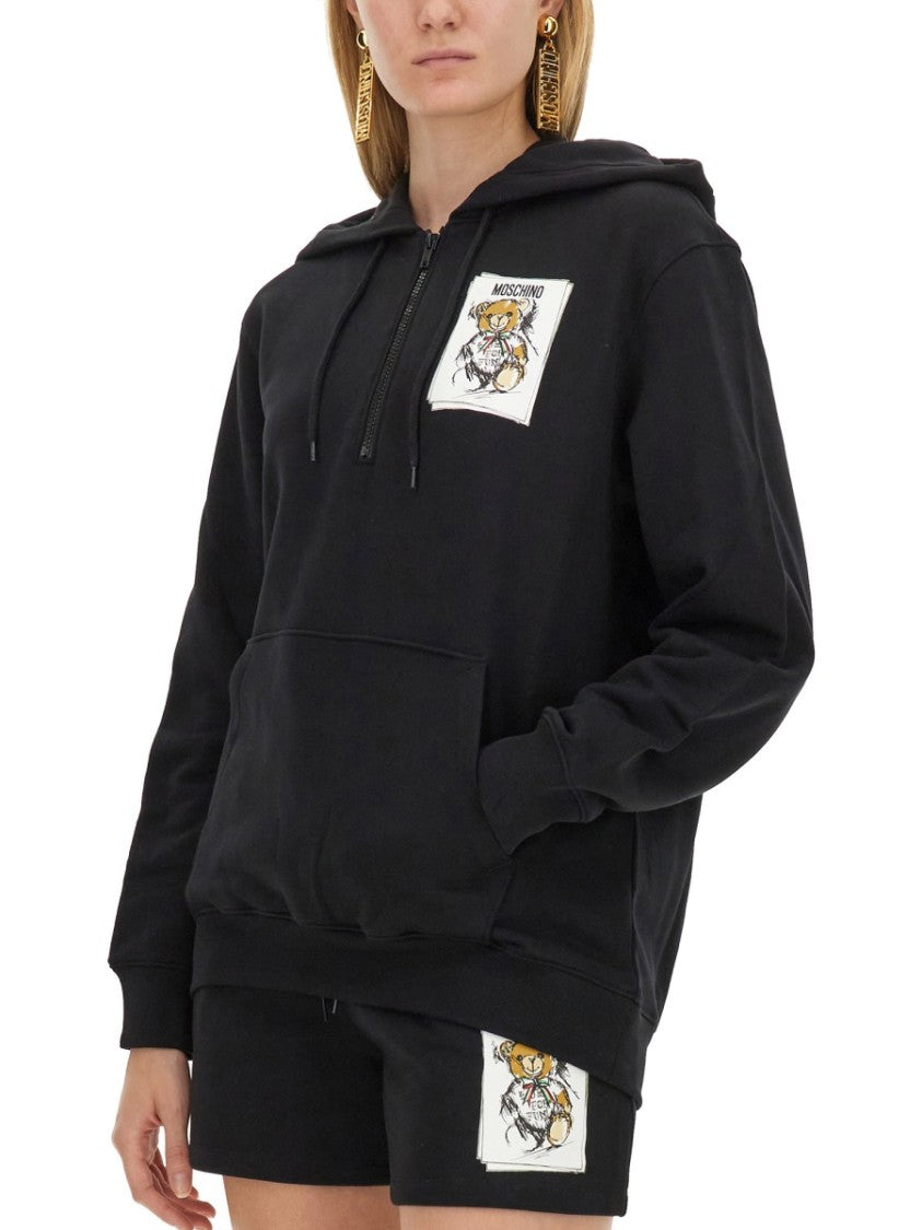 Relaxed Fit Black Sweatshirt With Logo Print