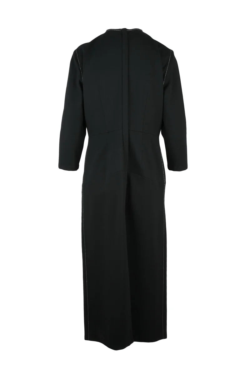 Long Dress Zip Viscose Stretch - Black