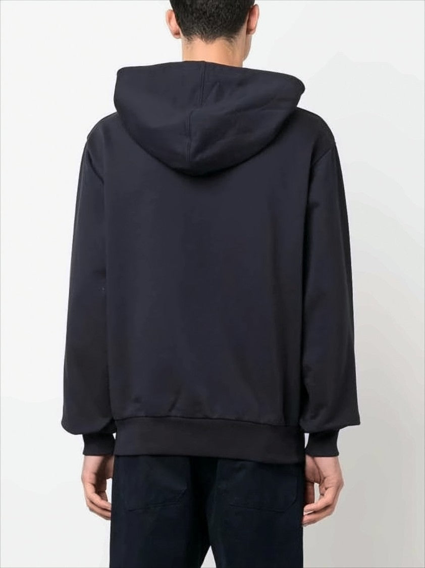 Relaxed Fit Black Cotton Hoodie with Embroidered Logo