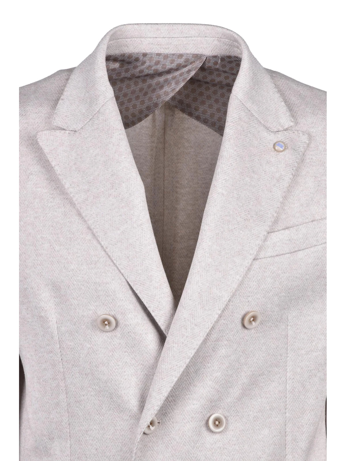 Beige Viscose Polyester Elastane Double-Breasted Jacket