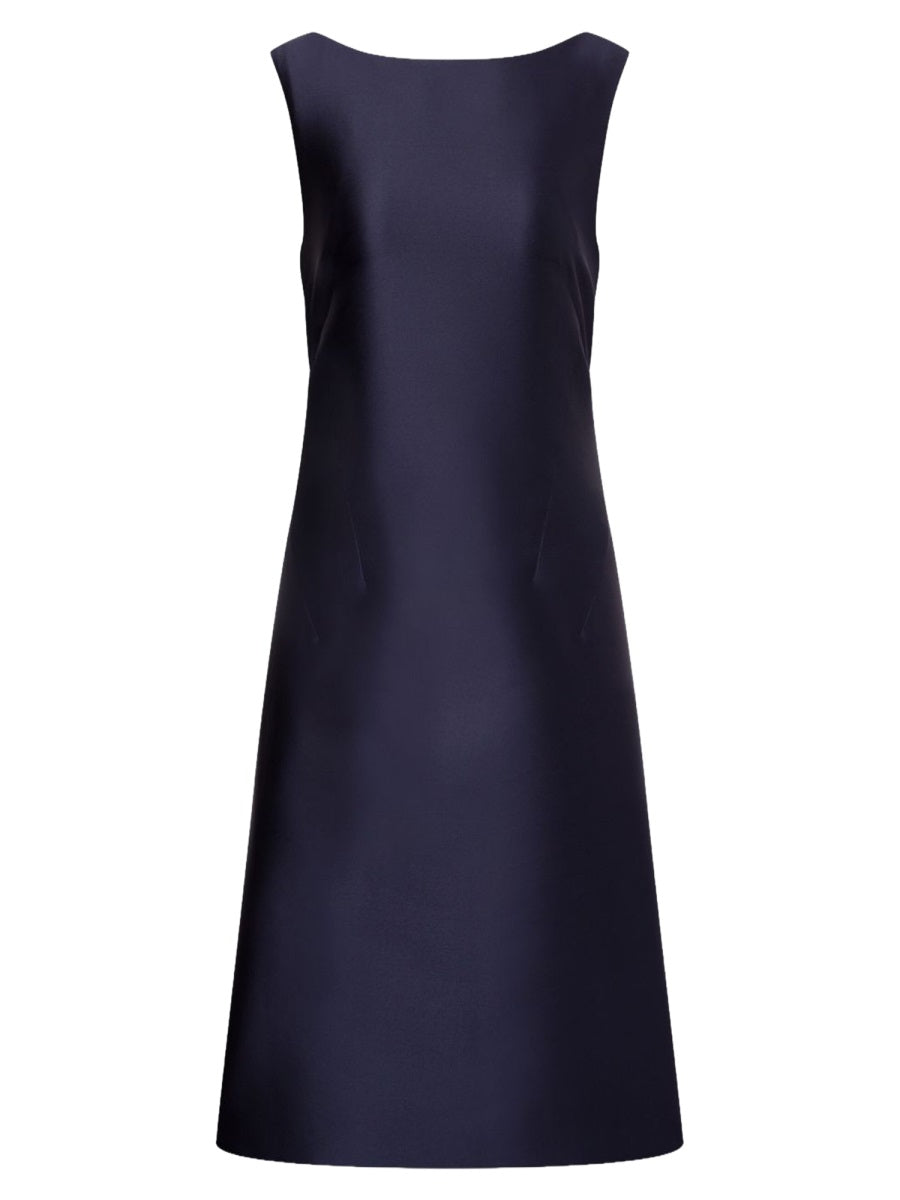 Rich Blue Satin Open Back Midi Dress