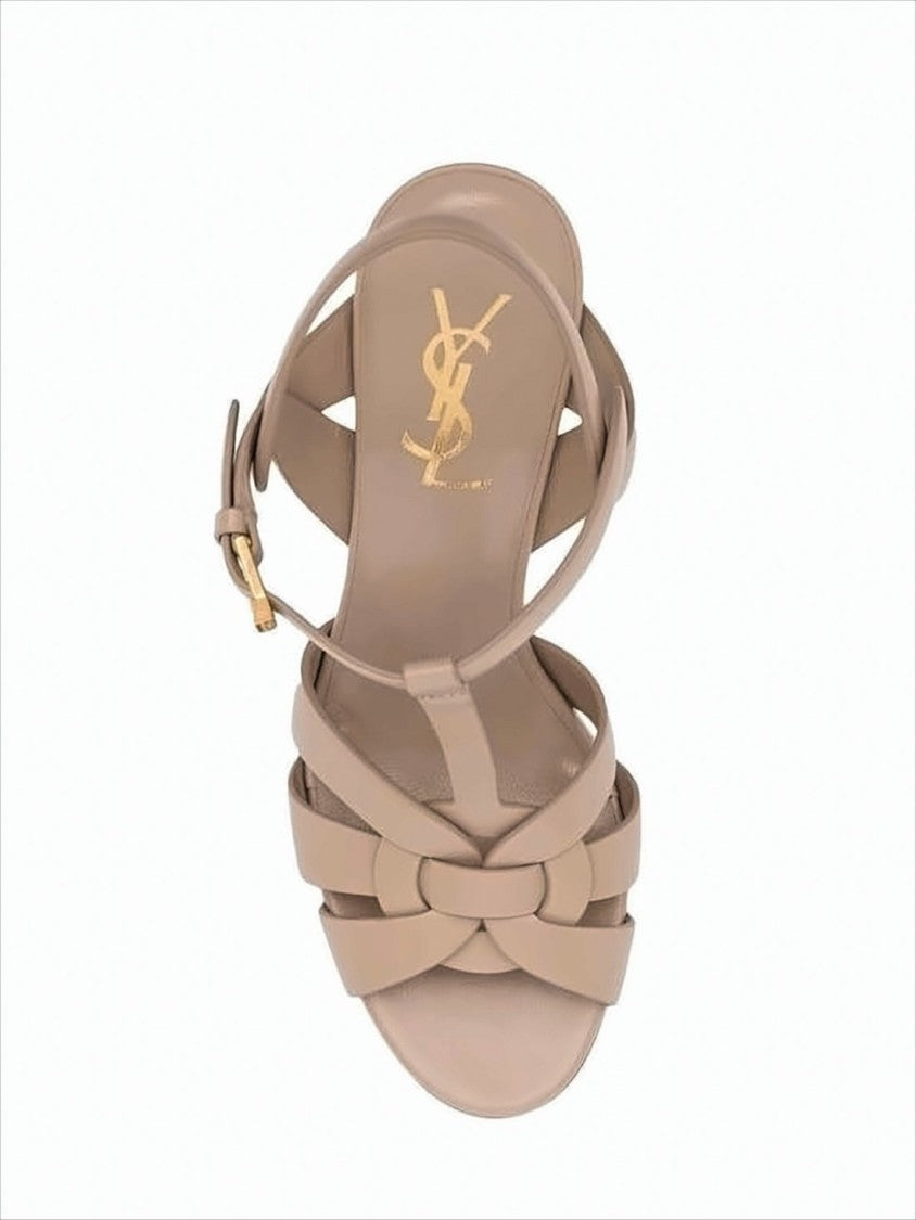 High-Heeled Platform Sandal with Intertwining Straps
