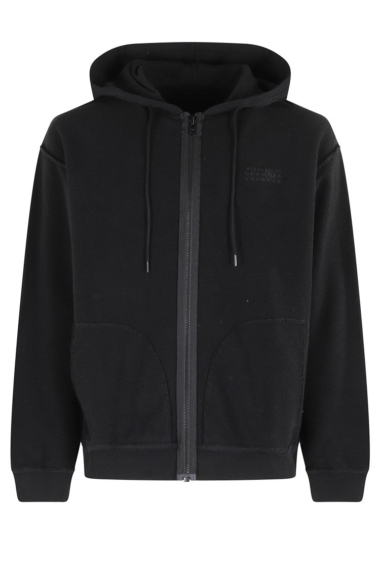 Cropped Black Sweatshirt with Adjustable Hood
