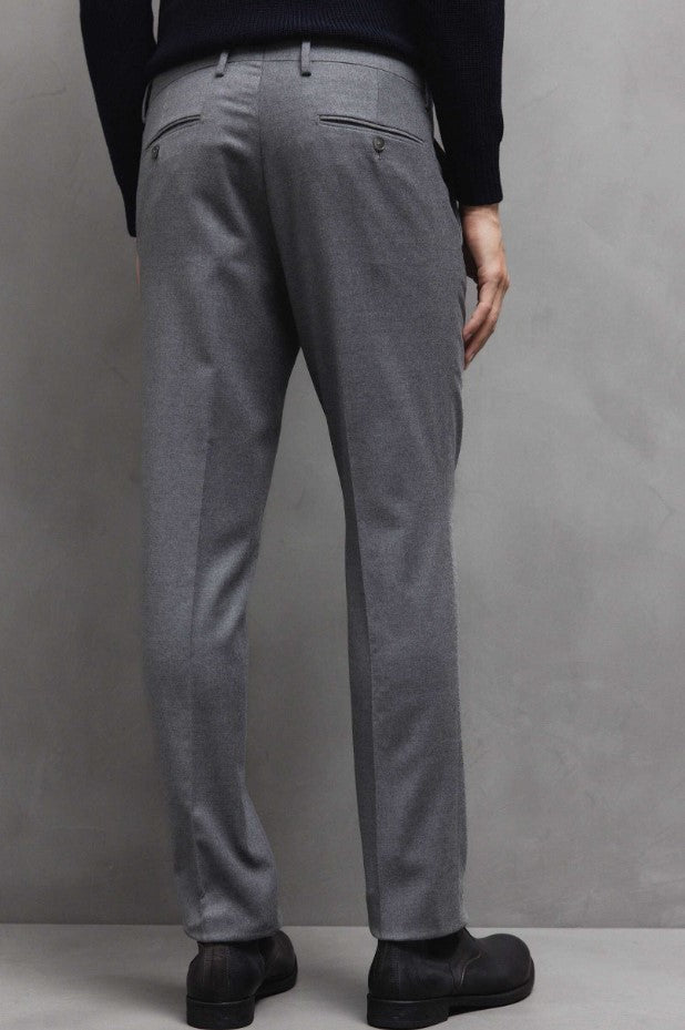Mid-Rise Gray Wool Trousers