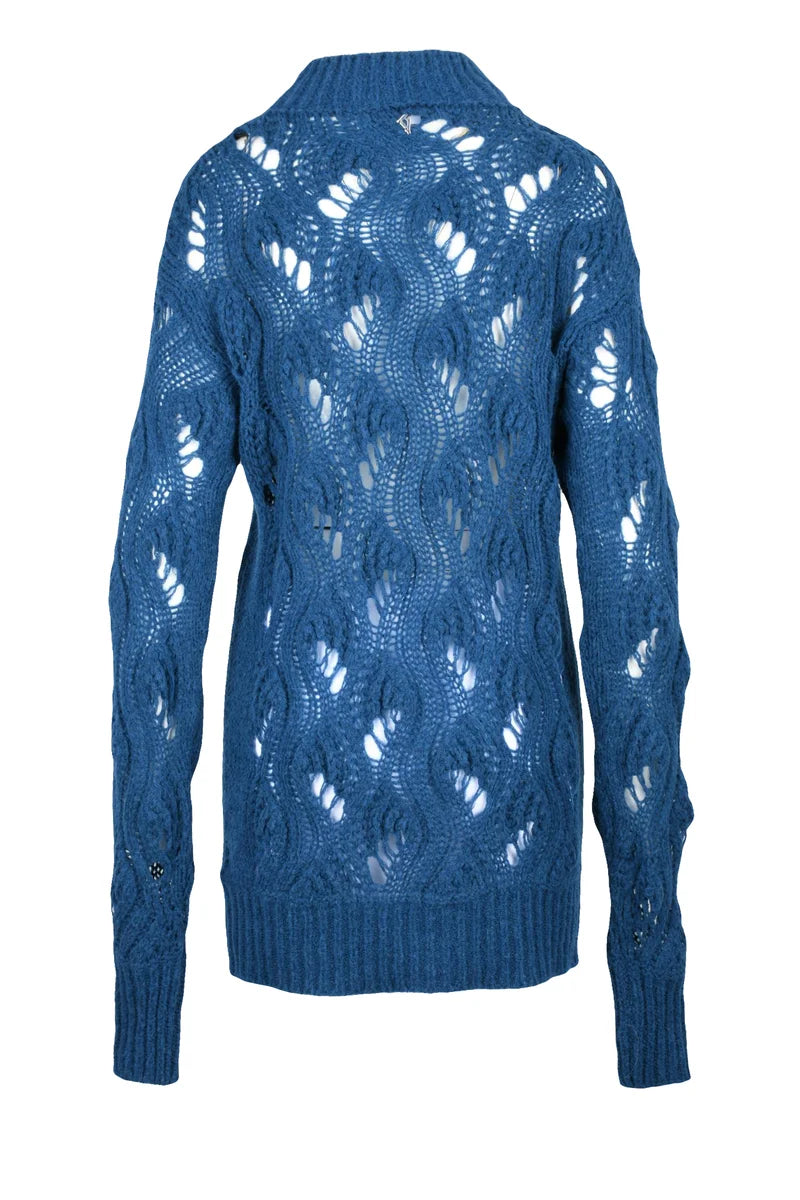 Long Openwork Knit - Blue