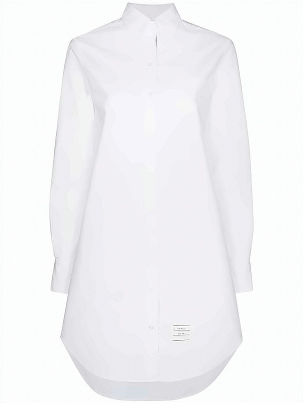 Classic White Midi Dress with Button-Down Front and Pointed Collar
