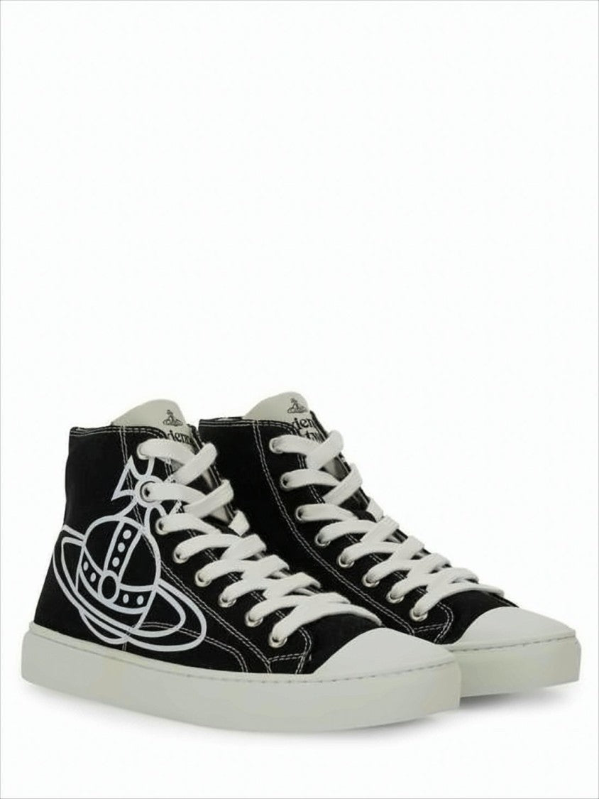 High-Top Sneakers with Graphic Emblem and Textured Sole