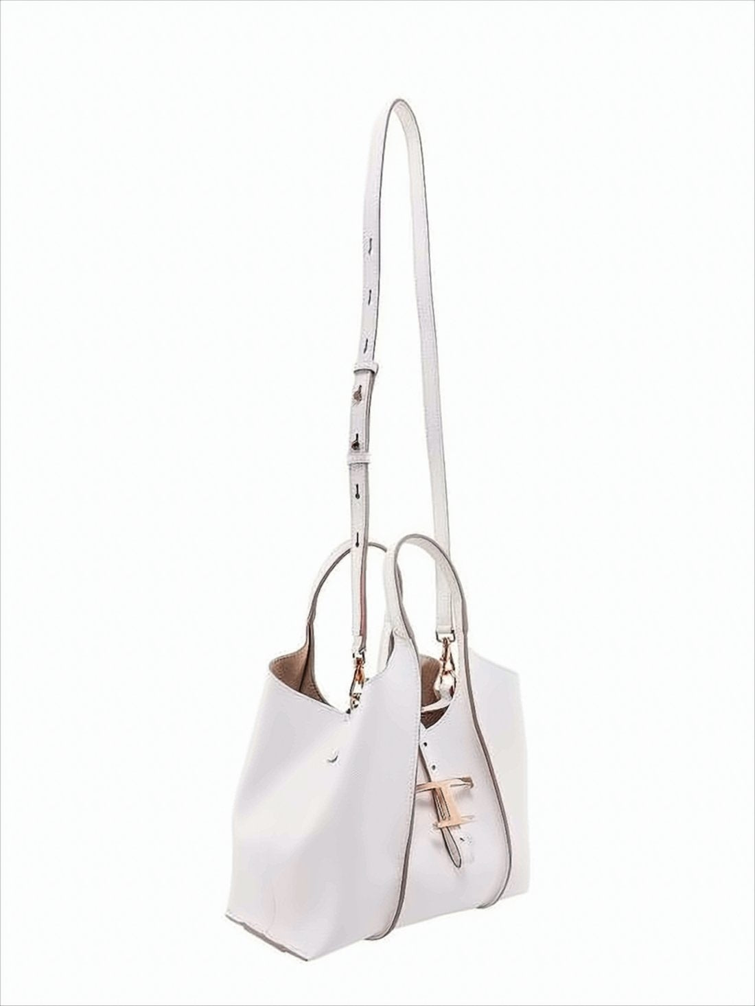 Structured White Leather Mini Tote Bag