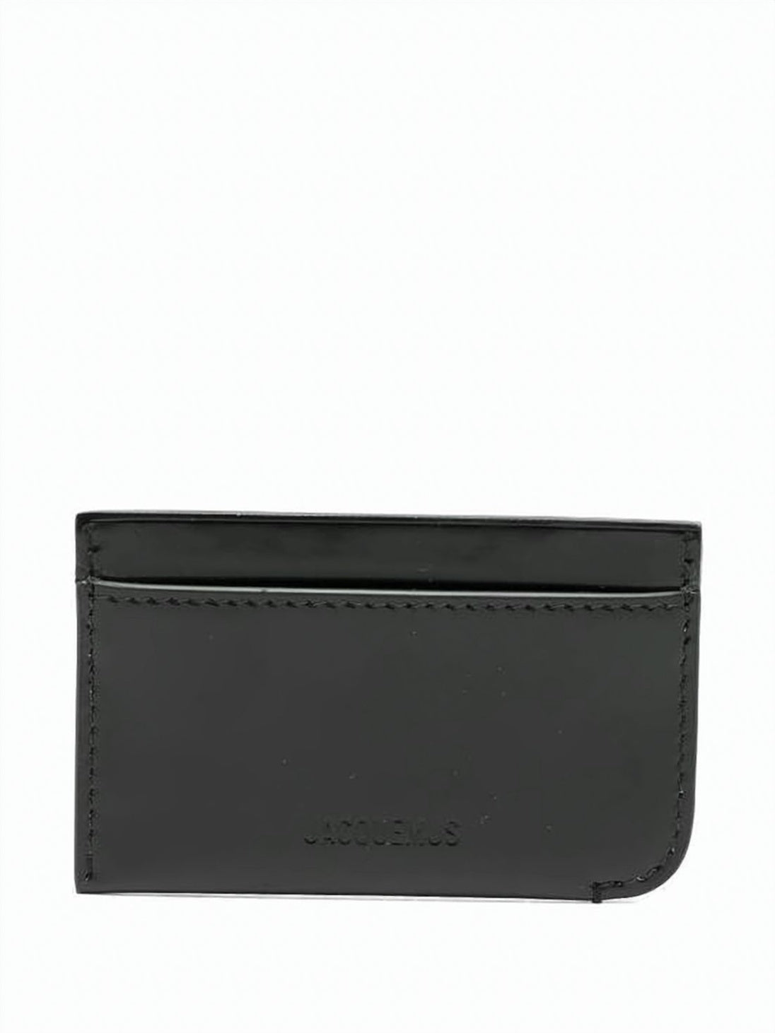 Black Leather Cardholder with Embossed Logo
