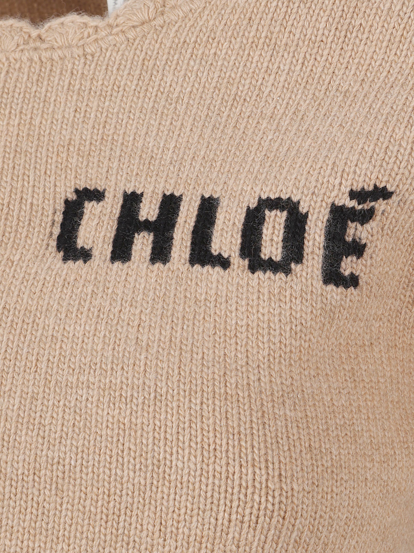 Intarsia Logo Grey Wool-Cashmere Sweater